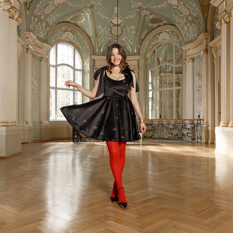 Thumbnail of Velvet Dress With Tie Straps: Berry Swing image