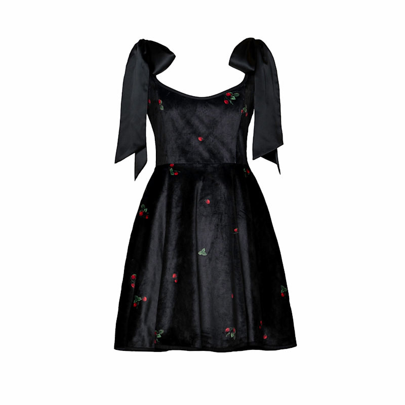Thumbnail of Velvet Dress With Tie Straps: Berry Swing image