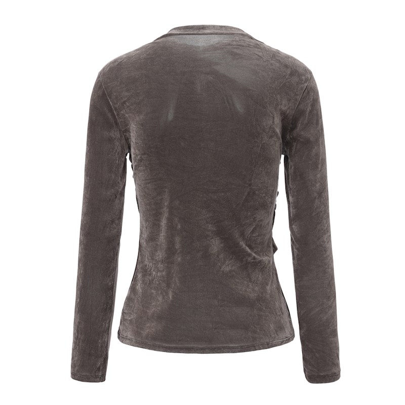 Thumbnail of Velvet Mesh Asymmetric Draped Top image