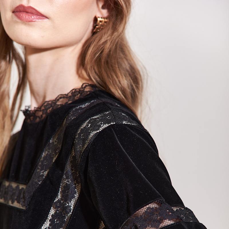Thumbnail of Velvet Lace Patchork Flare Dress image