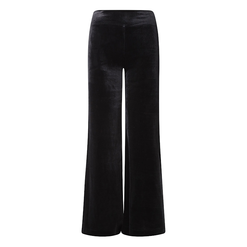 Thumbnail of Velvet Wide Flare Trousers - Black image
