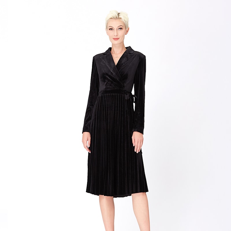 Thumbnail of Velvet Wrap Dress - Black image