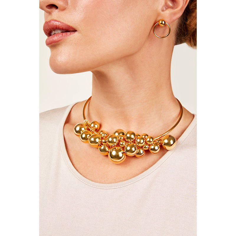 Thumbnail of Venetia Clustered Gold Plated Sterling Silver Globe Necklace image
