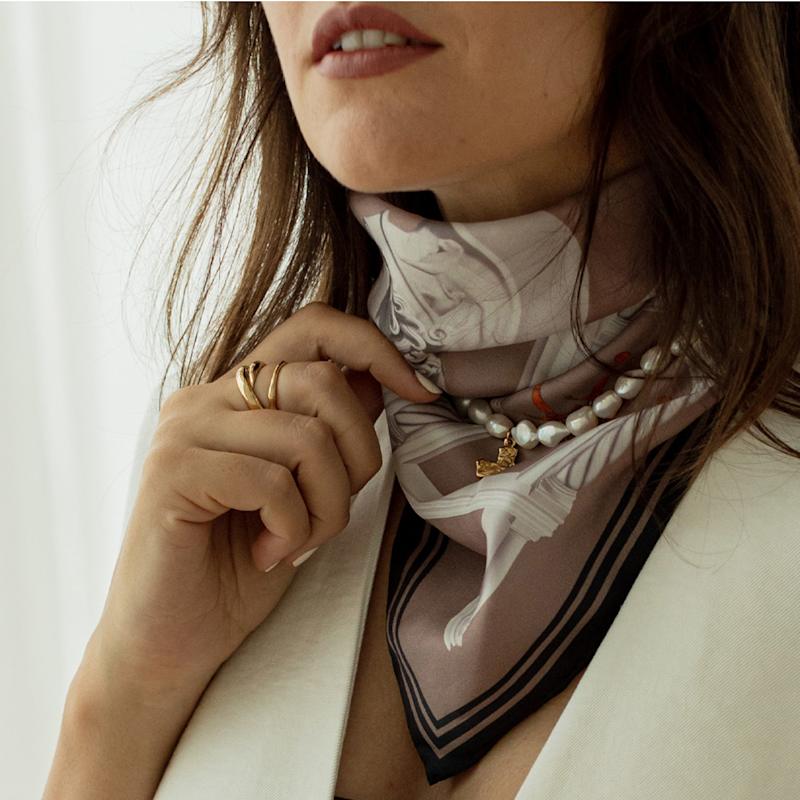 Thumbnail of Veni - Brown Bandana Silk Scarf image