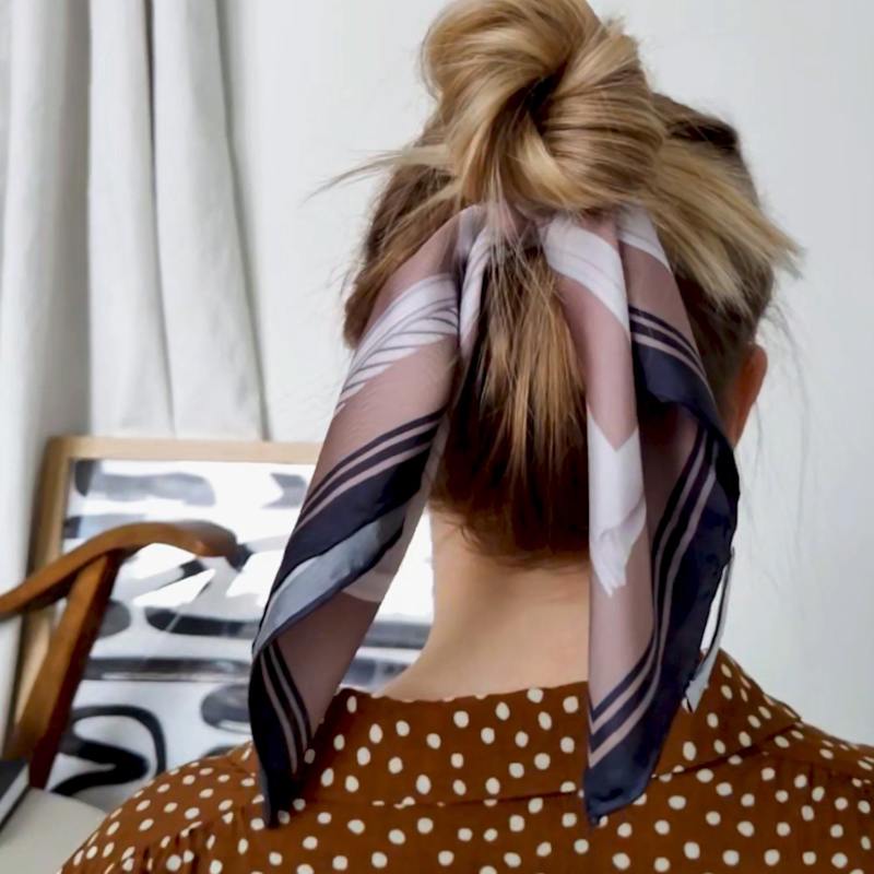 Thumbnail of Veni - Brown Bandana Silk Scarf image