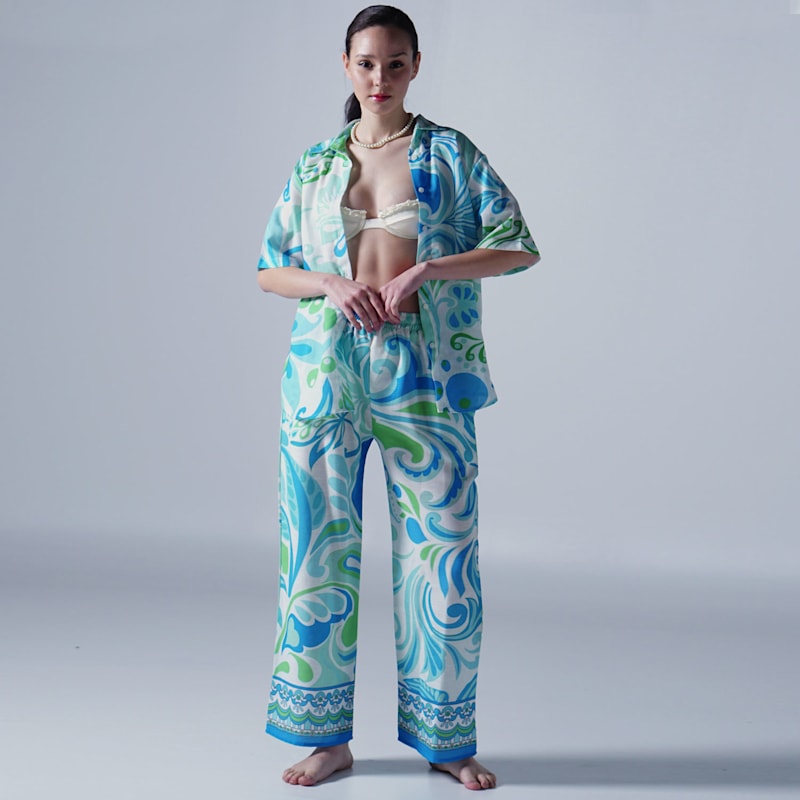 Thumbnail of Venice Abstract Print Wide Leg Trousers image