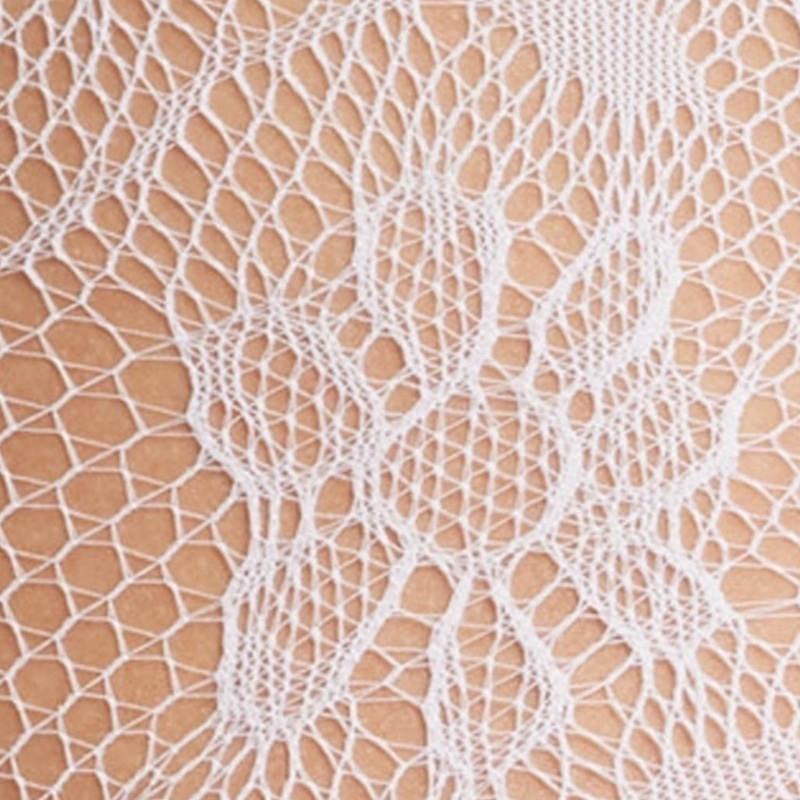 Thumbnail of Venise Lace Fishnet Tights - White image