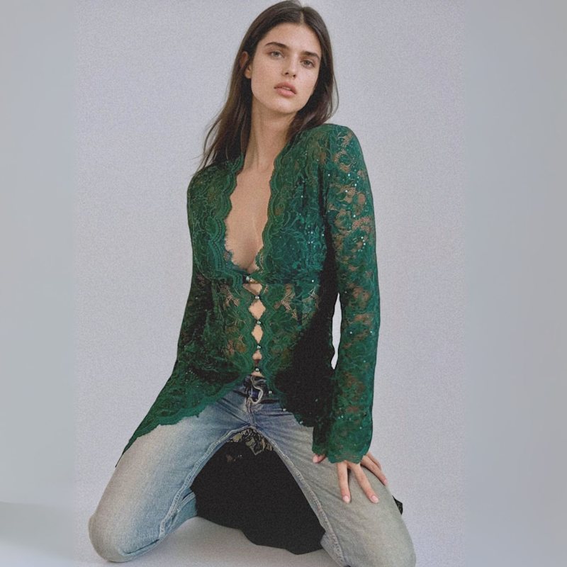Venus Green Lace Robe | Empress Mimi | Wolf & Badger