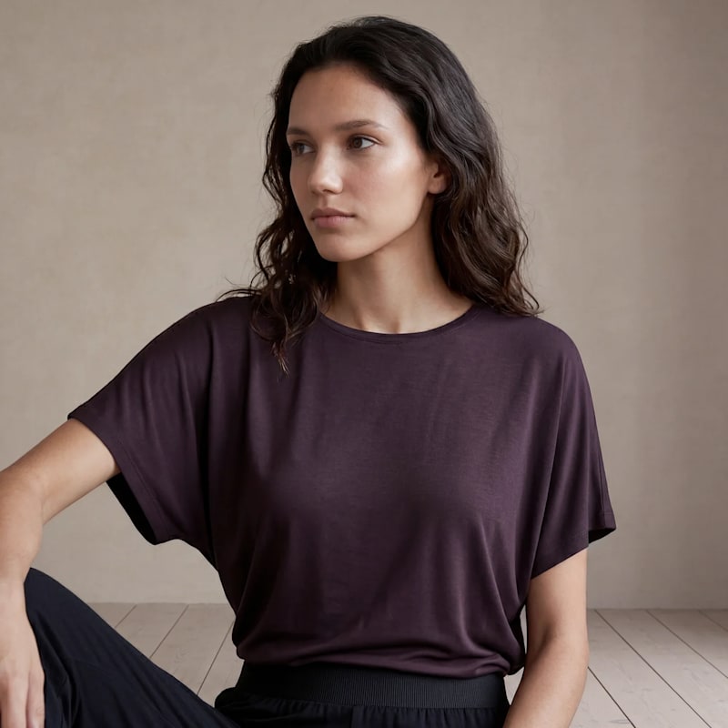 Thumbnail of Vepsa Plum Bamboo Asymmetric T-Shirt image