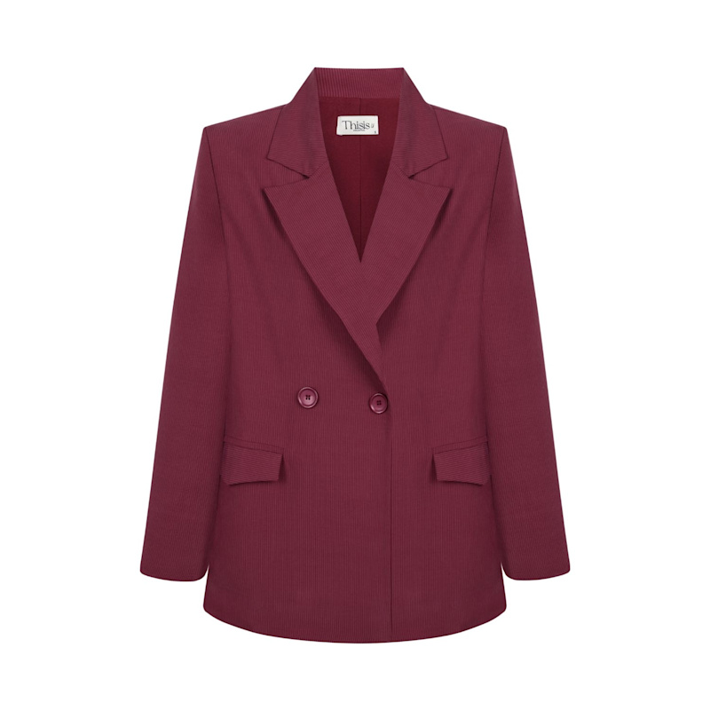 Thumbnail of Vera Oversize Jacket – Burgundy Striped image