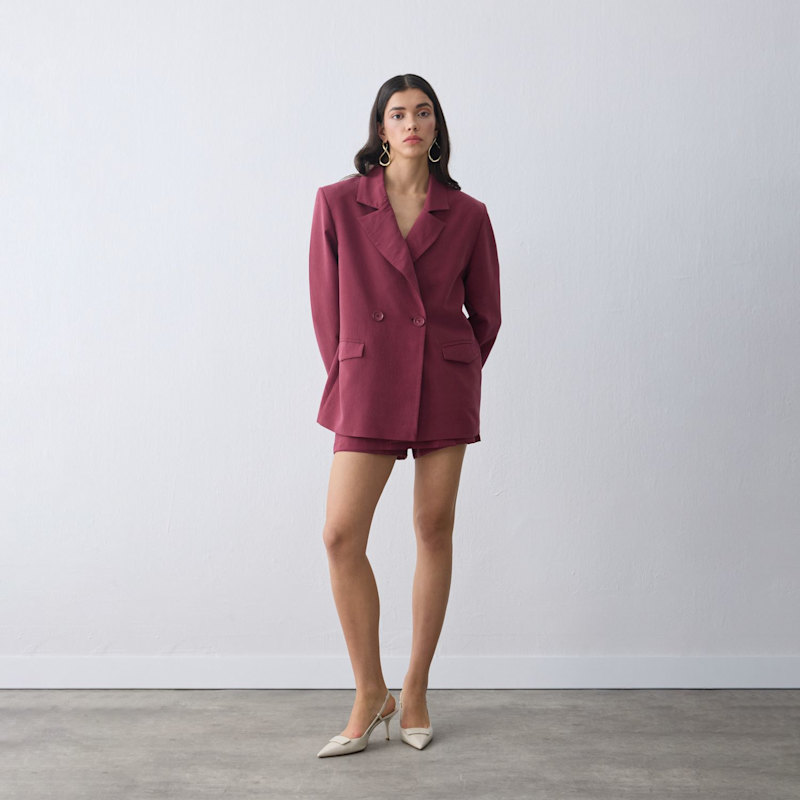 Thumbnail of Vera Oversize Jacket – Burgundy Striped image