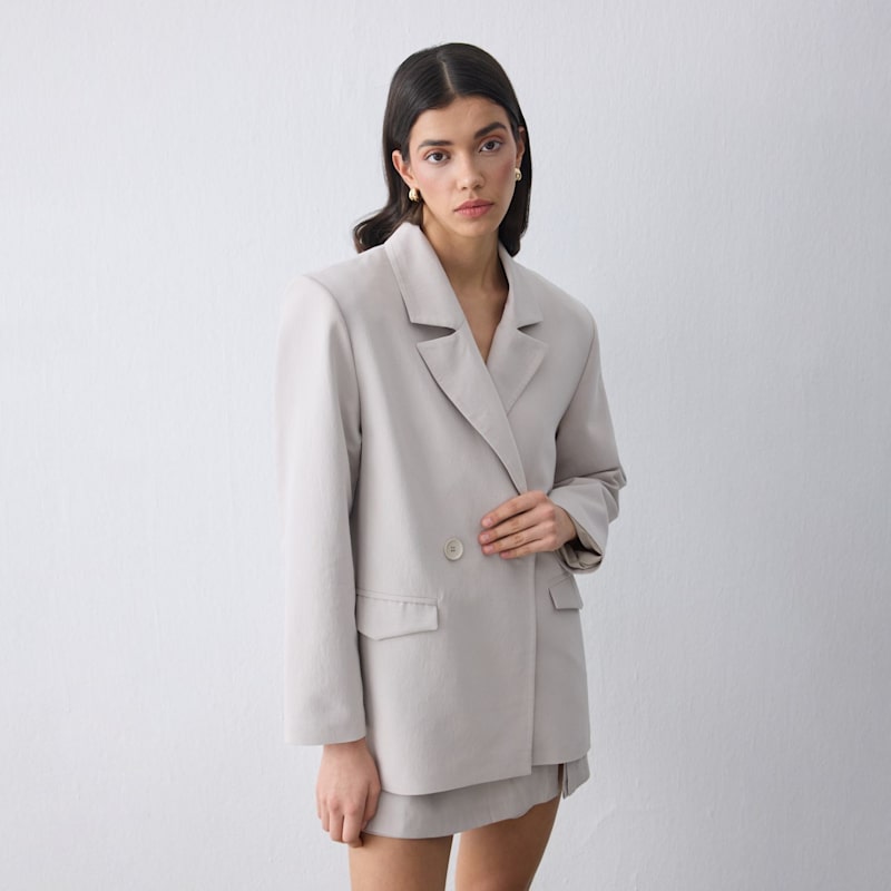 Thumbnail of Vera Oversize Jacket – Ecru Striped image