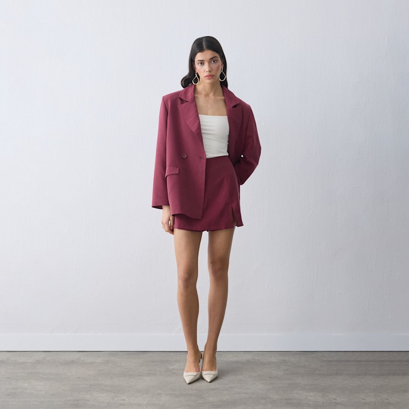 Thumbnail of Vera Oversize Jacket – Burgundy Striped image