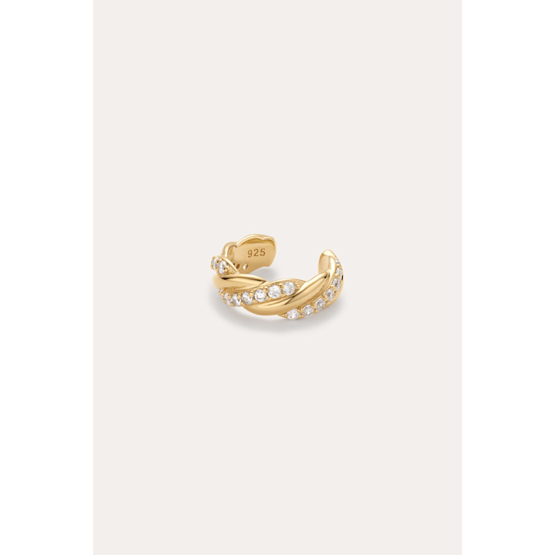 Thumbnail of Vera Twisted Crystal Ear Cuff In Gold image