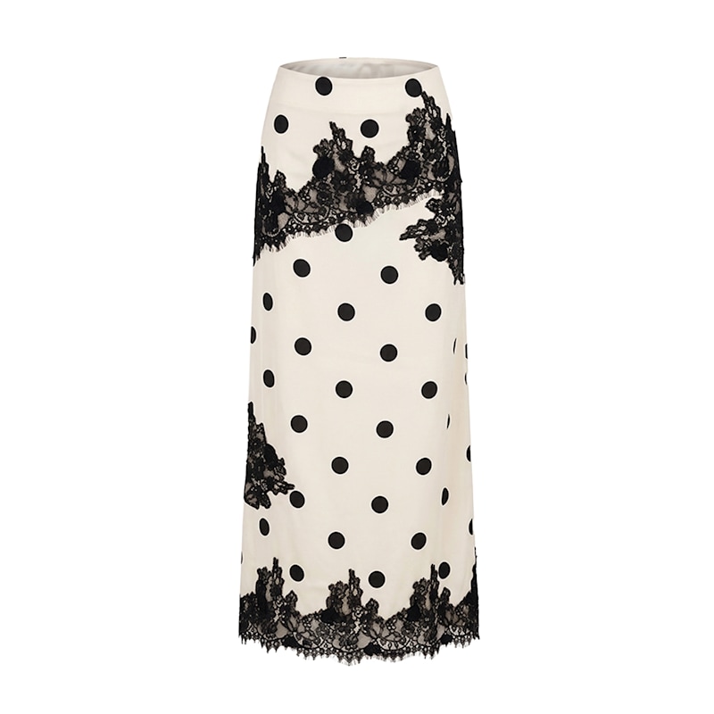 Verona Contrast Polka Dot Satin Midi Skirt | AMY LYNN | Wolf & Badger