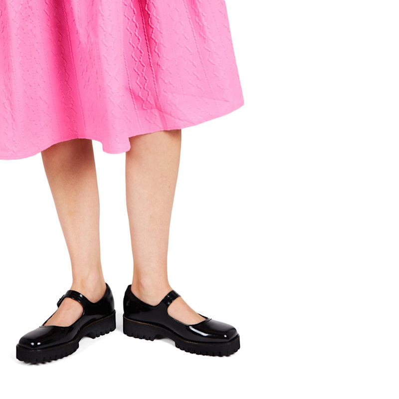 Thumbnail of Veronica Box Leather Lug Sole Mary Jane-Black image
