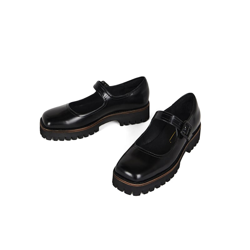 Thumbnail of Veronica Box Leather Lug Sole Mary Jane-Black image