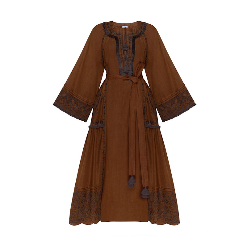Thumbnail of Versailles Echo Brown Maxi Dress image