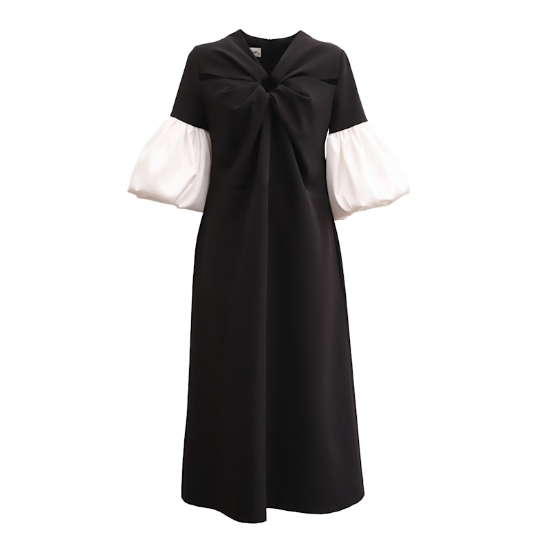 Thumbnail of Versatile Chic Work Dress With Puff Sleeves - Black image