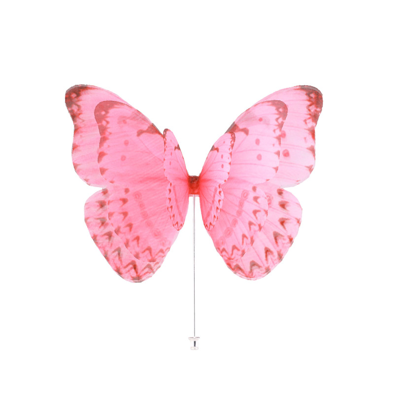 Thumbnail of Versatile Large Pink Silk Butterfly Brooch Pin With Silver Pin image