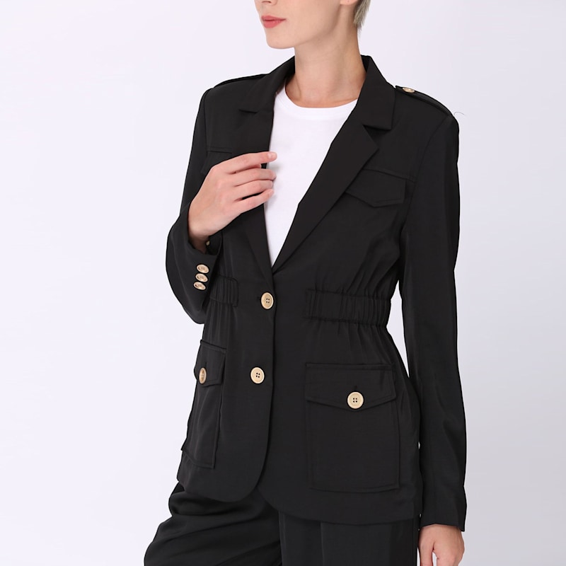 Thumbnail of Safari Blazer With Gathered Waist - Black image