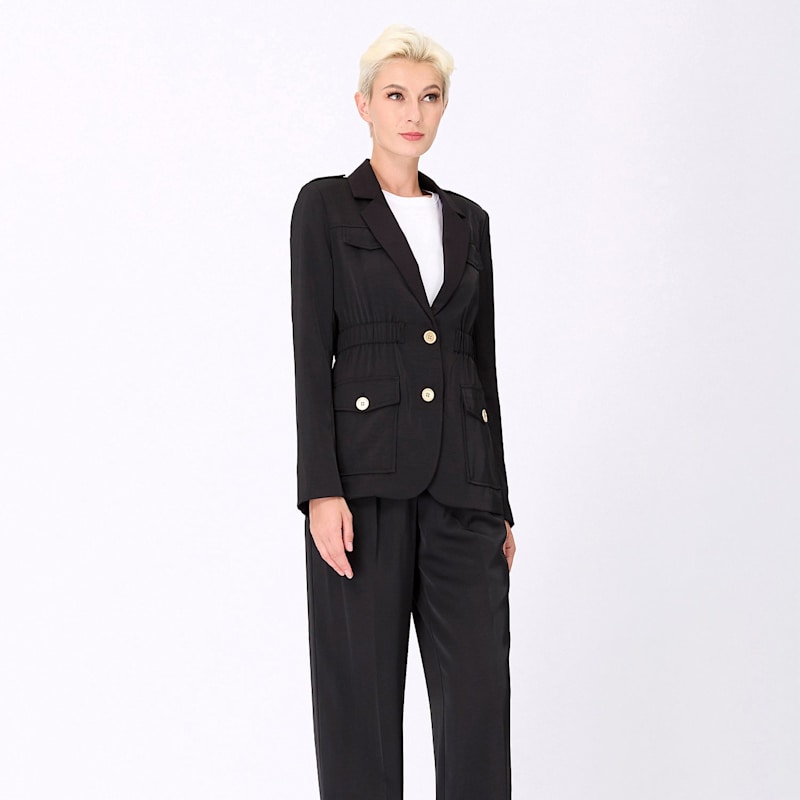 Thumbnail of Safari Blazer With Gathered Waist - Black image