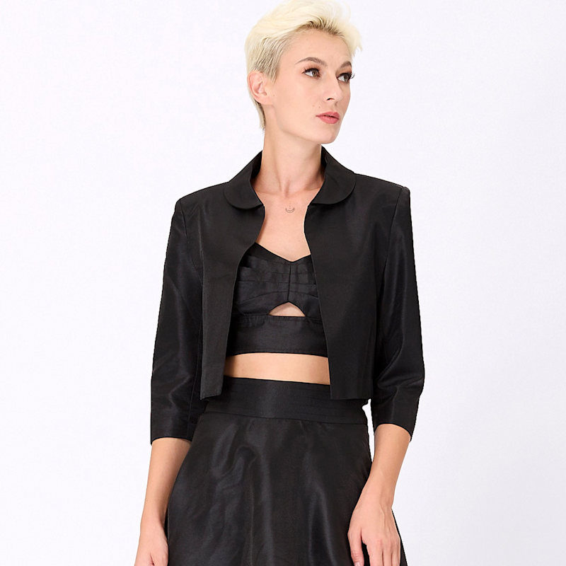 Taffeta Crop Jacket - Black | Smart and Joy | Wolf & Badger