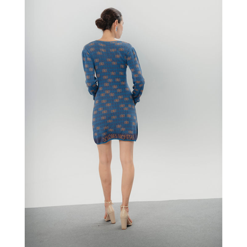 dolores blue dress Maggy London Women's Floral-Print Fit & Flare Dress - Cream/Blue BONNET