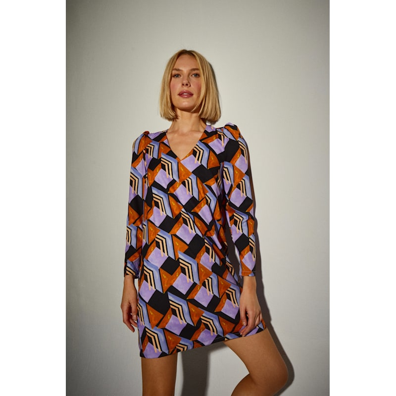 Thumbnail of Lavender Geometric Printed Short Dress image