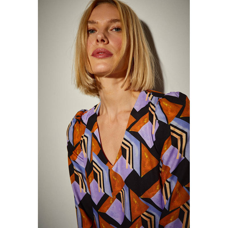 Thumbnail of Lavender Geometric Printed Short Dress image
