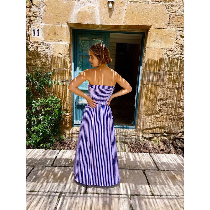 blue and pink striped dress Women's Emily Blue And Pink Striped Dress | Large