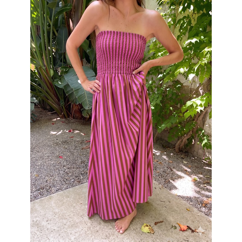 Thumbnail of Emily Brown And Pink Striped Dress image
