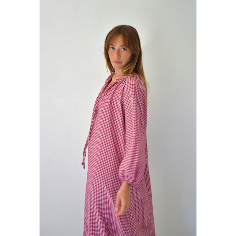 Thumbnail of Matilde Burgundy Gingham Dress image
