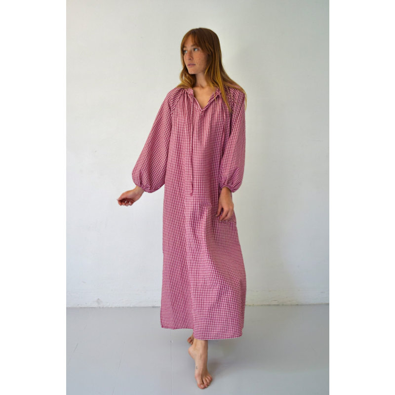 Thumbnail of Matilde Burgundy Gingham Dress image