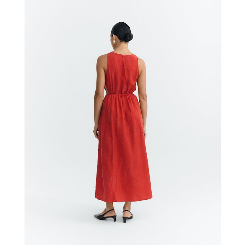 Cupro Kin Red Midi Dress | Thinking MU | Wolf & Badger
