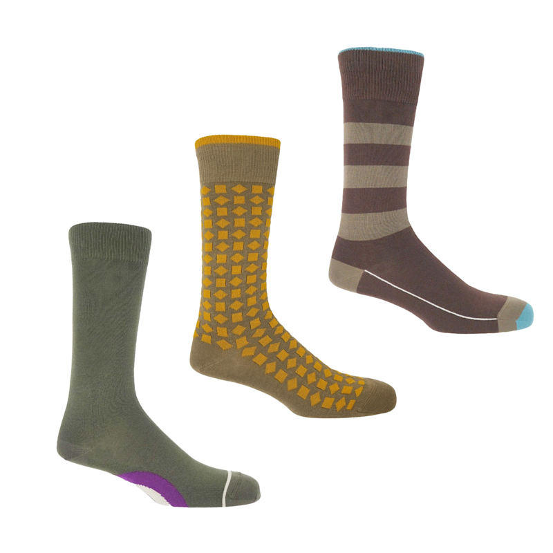 Thumbnail of Mens Assorted Patterned Socks Three Pair Set image