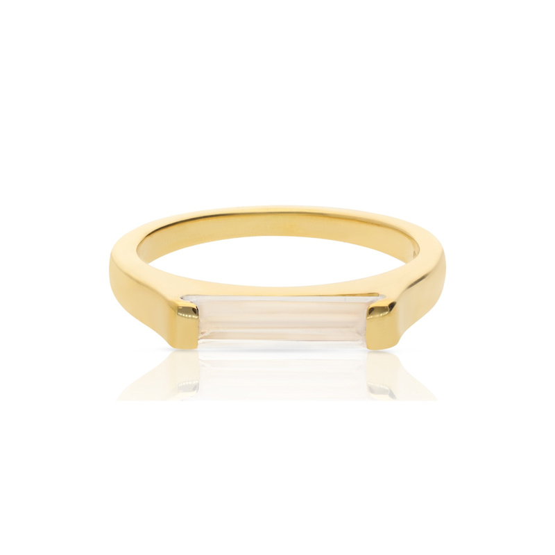 Thumbnail of 14K Gold Plated Slim Stacking Ring - Moonstone image