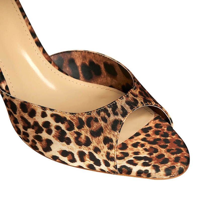 Thumbnail of Vicky Satin Clogs, Round Toe, Animal Print image
