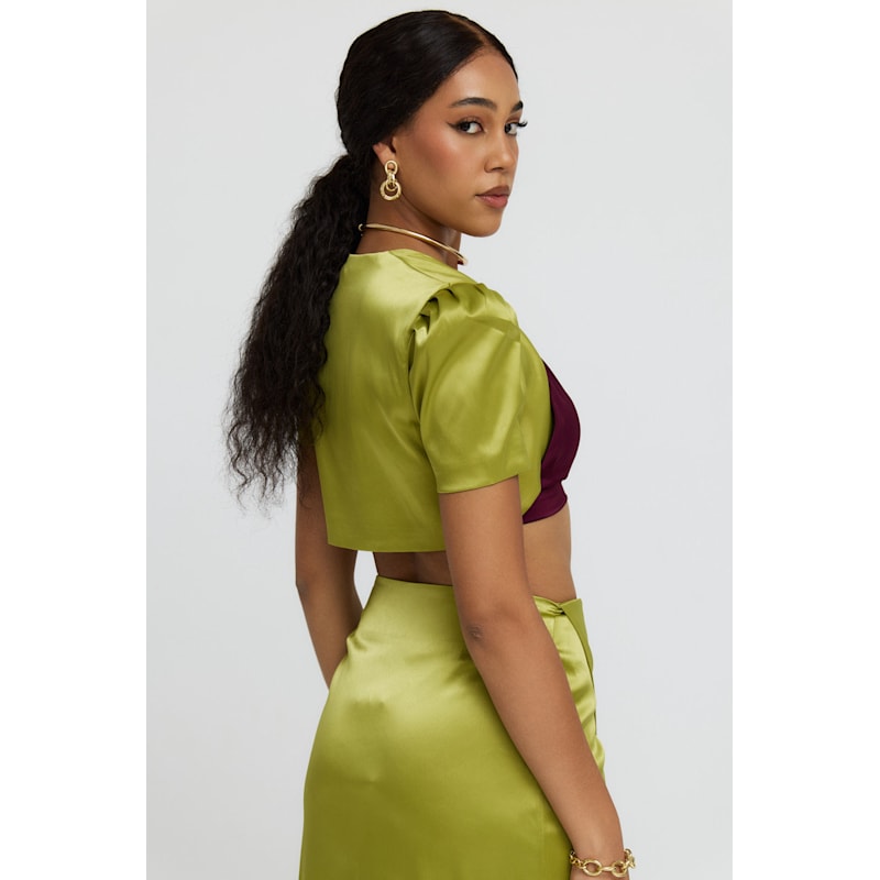 Thumbnail of Victoria Chartreuse Satin Bolero Jacket image