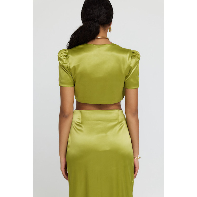 Thumbnail of Victoria Chartreuse Satin Bolero Jacket image