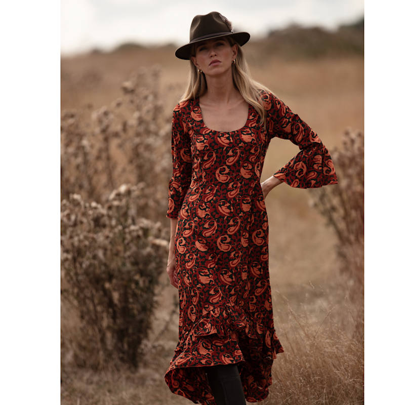 floral midi dress corset MissJophiel Corset Illusion Long Sleeves Floral Applique Midi Dress Other / Tea Length / US8