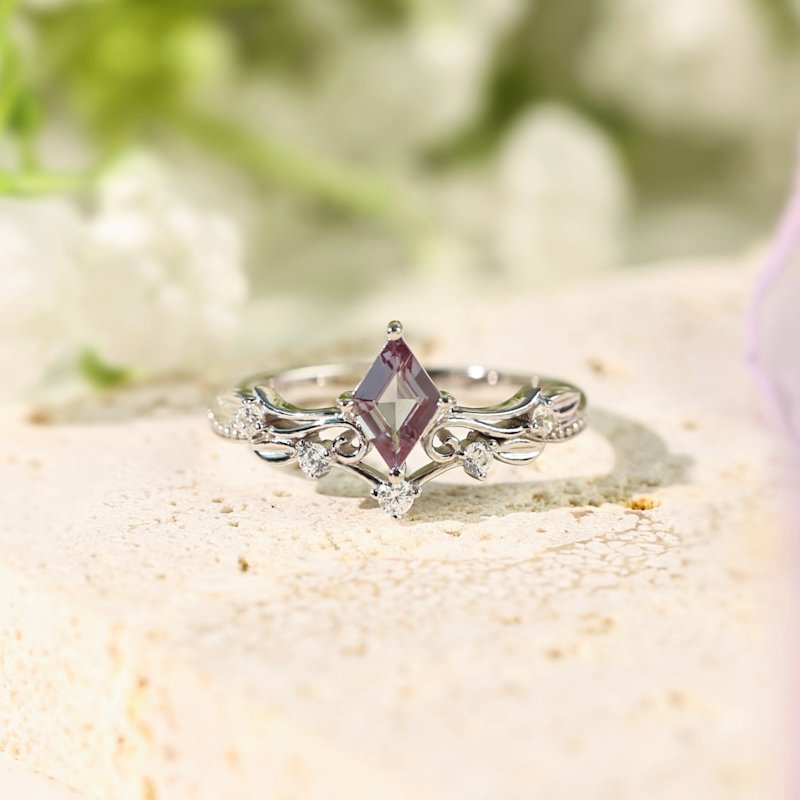 Thumbnail of Victorian Lace Alexandrite Ring White Gold Vermeil© image