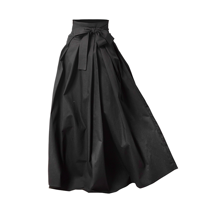 ★LOW CLASSIC★ WASHED COTTON PLEATS WRAP SKIRTBLACK Namu Shop - Studio Nicholson Lawson Skirt - Black Grape
