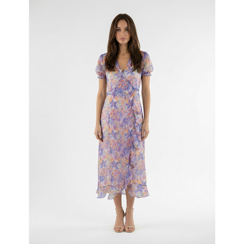 Thumbnail of Vienna Lucky Lilacs Silk Wrap Dress Maxi image