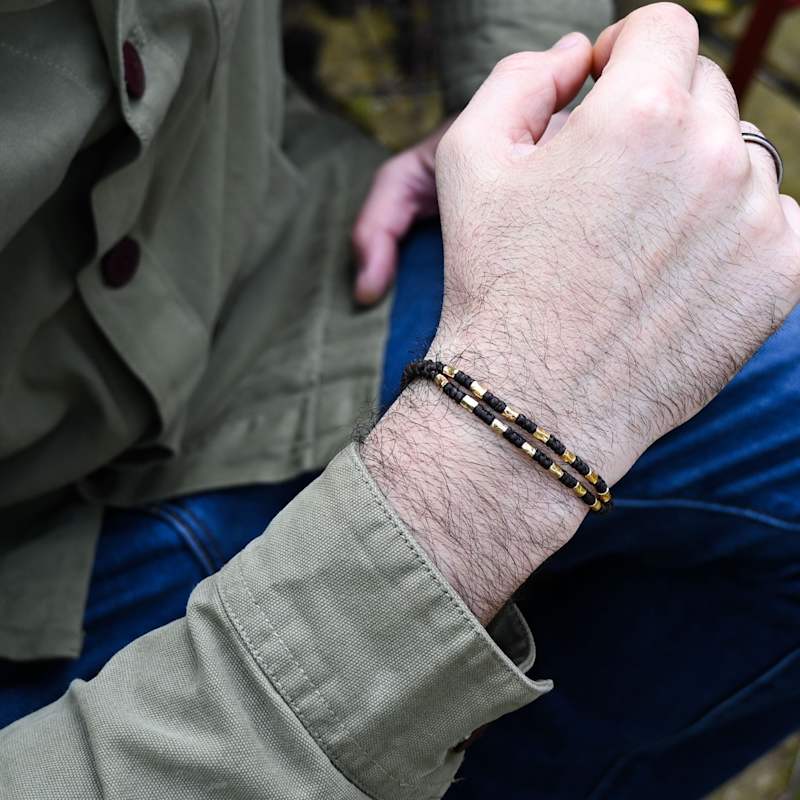 Thumbnail of Viking Gold Brown Rope Bracelet For Men - Handcrafted Authentic Norse Design - Gull image