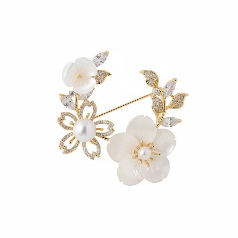 Vintage Floral Mother-Of-Pearl Brooch | Angel Barocco | Wolf & Badger