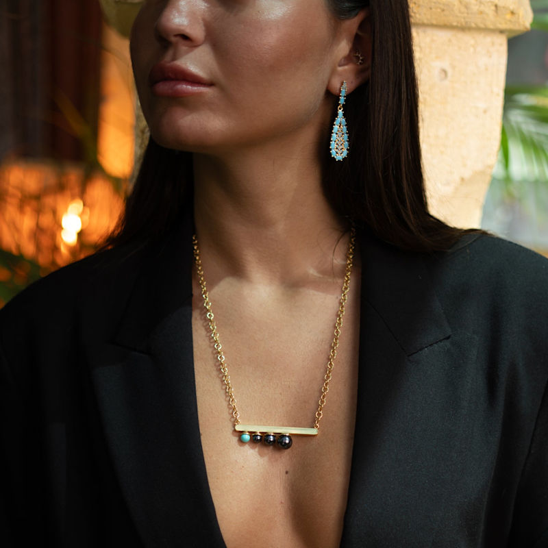 Thumbnail of Vintage Turquoise Teardrop Earrings - Blue image