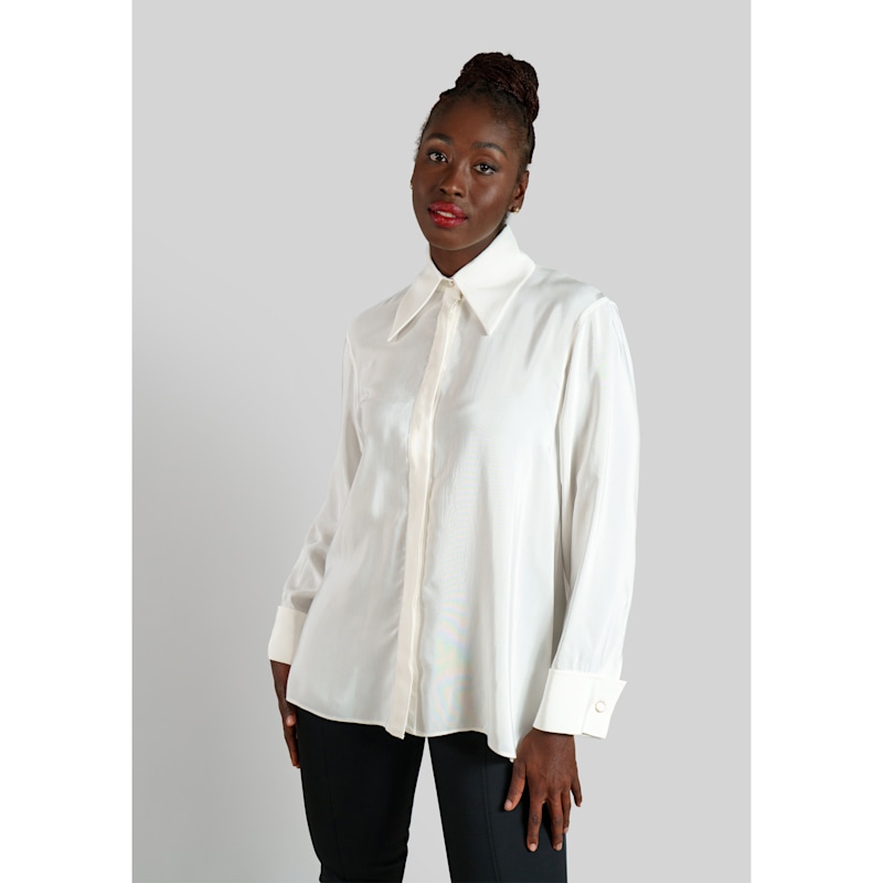 Thumbnail of Viscose Rayon Gathered Back Shirt / Ivory image