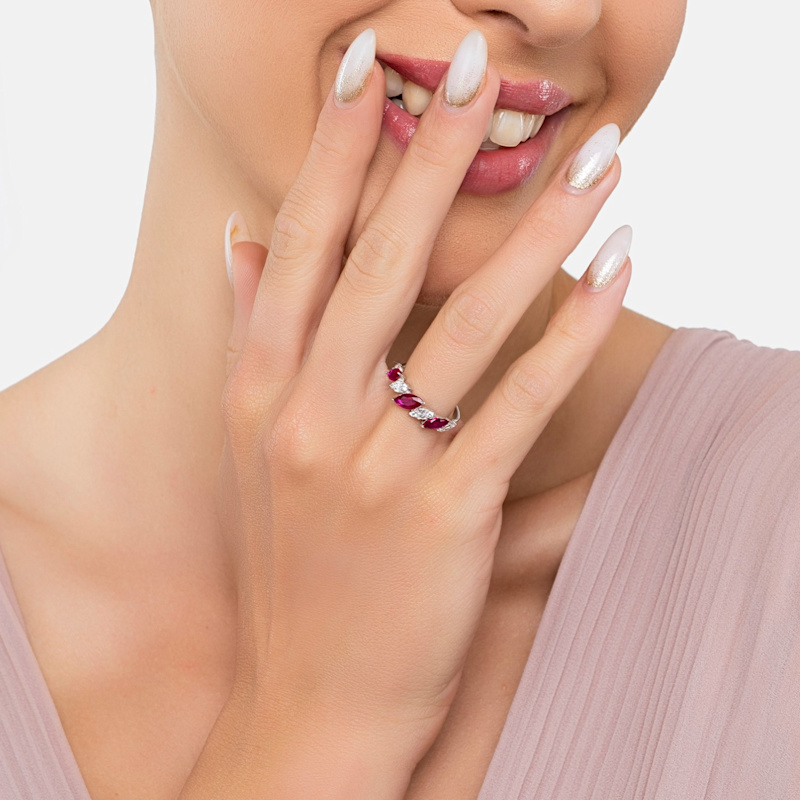 Thumbnail of Viscountess Cocktail Ring Ruby Silver image