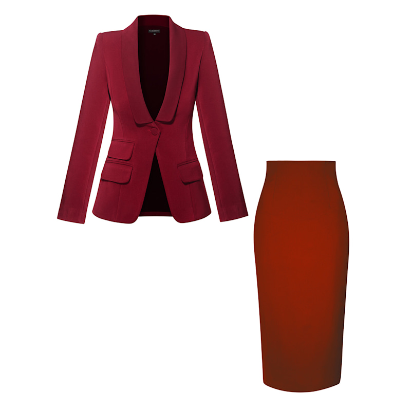 Vision Tailored Blazer Skirt Suit Burgundy Tia Dorraine